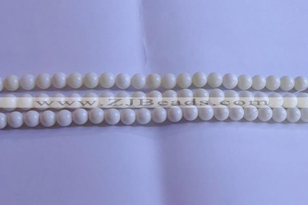CCB301 15.5 inches 6mm round white coral beads wholesale