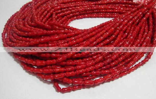 CCB50 15.5 inches 5*11mm bamboo shape red coral beads Wholesale