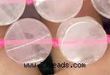 CCB500 15.5 inches 12mm coin rose quartz beads wholesale