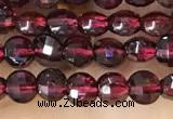CCB538 15.5 inches 4mm faceted coin red garnet beads wholesale