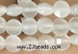 CCB542 15.5 inches 4mm faceted coin white moonstone beads