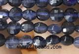 CCB546 15.5 inches 4mm faceted coin iolite gemstone beads