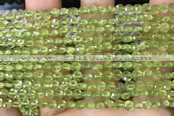 CCB547 15.5 inches 4mm faceted coin peridot gemstone beads