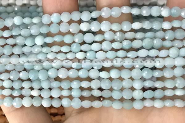 CCB552 15.5 inches 4mm faceted coin amazonite gemstone beads