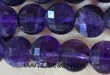 CCB601 15.5 inches 6mm faceted coin natural amethyst beads wholesale