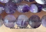 CCB602 15.5 inches 6mm faceted coin dogtooth amethyst  eads