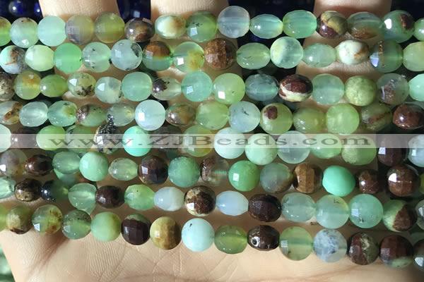 CCB612 15.5 inches 6mm faceted coin Australia chrysoprase beads