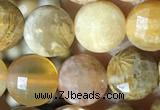 CCB621 15.5 inches 6mm faceted coin fossil coral beads wholesale