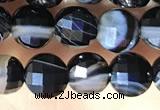 CCB631 15.5 inches 6mm faceted coin black line agate beads