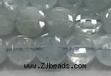 CCB700 15.5 inches 6mm faceted coin aquamarine gemstone beads