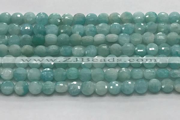 CCB701 15.5 inches 6mm faceted coin amazonite gemstone beads