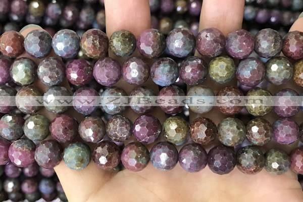 CCB792 15.5 inches 10mm faceted round jasper gemstone beads wholesale