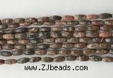 CCB810 15.5 inches 5*12mm rice leopard skin jasper beads wholesale