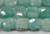CCB910 15.5 inches 8*8mm faceted square amazonite beads