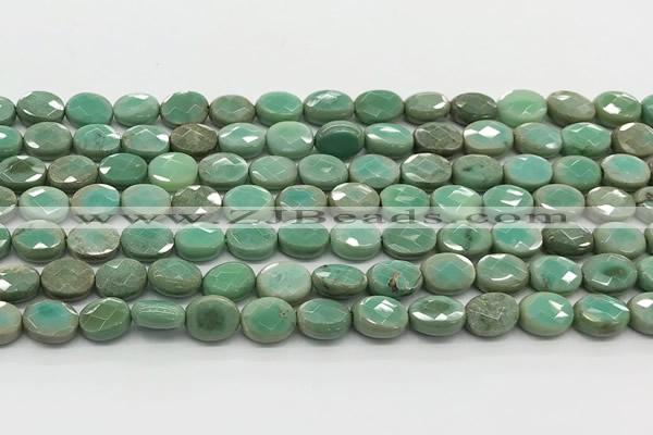 CCB926 15.5 inches 6*8mm faceted oval grass agate beads