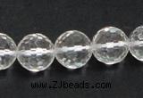 CCC211 15.5 inches 14mm faceted round grade AB natural white crystal beads