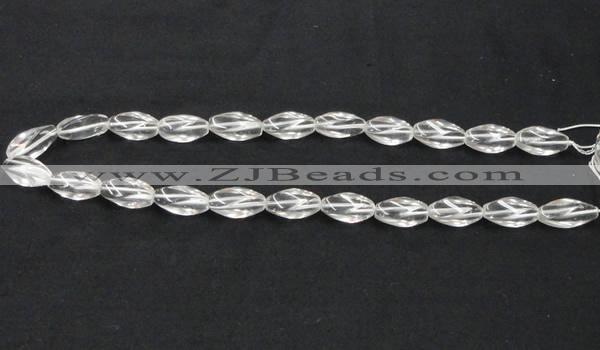 CCC220 8*18mm twisted rice grade AB natural white crystal beads