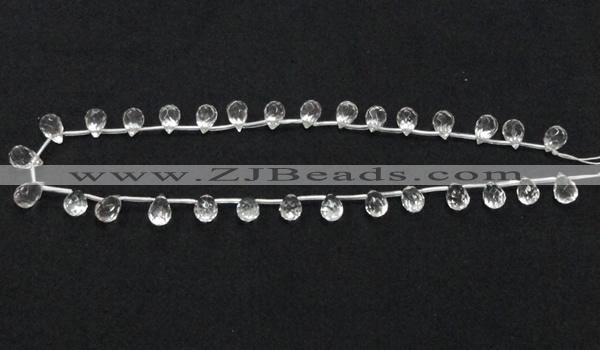 CCC231 8*12mm faceted teardrop grade AB natural white crystal beads