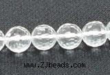 CCC254 15.5 inches 12mm faceted round grade A natural white crystal beads