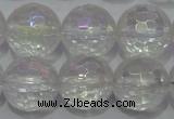 CCC413 15.5 inches 10mm faceted round AB-color white crystal beads