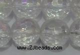 CCC415 15.5 inches 14mm faceted round AB-color white crystal beads