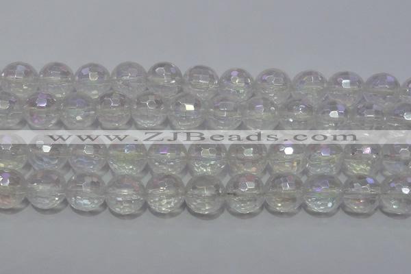 CCC415 15.5 inches 14mm faceted round AB-color white crystal beads