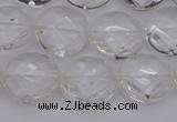 CCC504 15.5 inches 12mm faceted coin natural white crystal beads