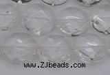 CCC504 15.5 inches 12mm faceted coin natural white crystal beads