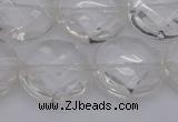 CCC509 15.5 inches 22mm faceted coin natural white crystal beads