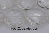 CCC510 15.5 inches 25mm faceted coin natural white crystal beads