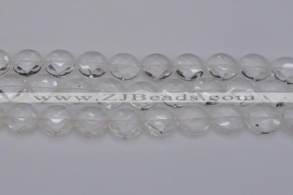 CCC510 15.5 inches 25mm faceted coin natural white crystal beads