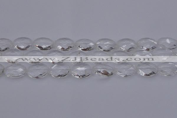 CCC517 15.5 inches 18*25mm faceted oval natural white crystal beads