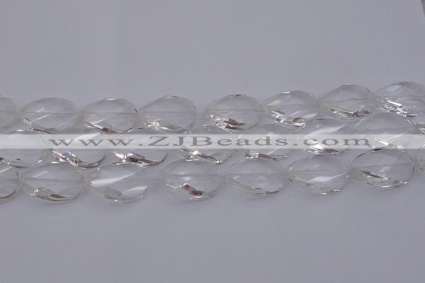 CCC522 15.5 inches 20*30mm twisted & faceted oval white crystal beads