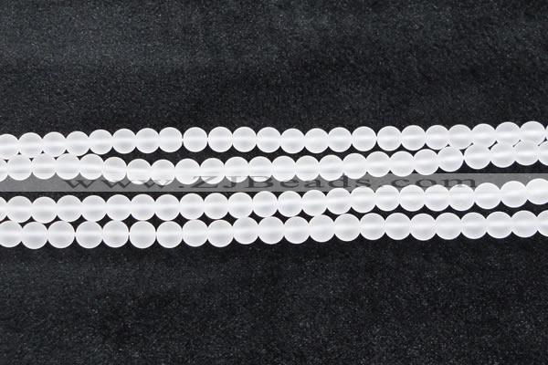 CCC601 15.5 inches 6mm round matte natural white crystal beads
