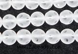 CCC606 15.5 inches 6mm faceted round matte natural white crystal beads