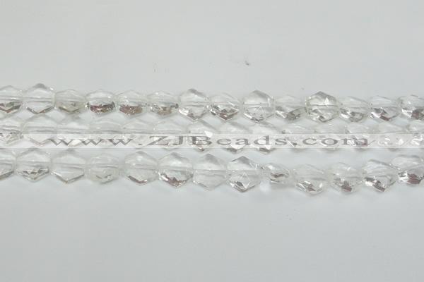 CCC750 15.5 inches 14*14mm faceted hexagon natural white crystal beads