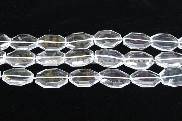 CCC752 15.5 inches 18*28mm faceted octagonal natural white crystal beads