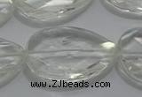 CCC812 22*30mm faceted flat teardrop natural white crystal beads