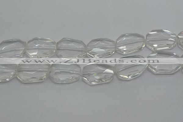 CCC815 15.5 inches 25*30mm faceted freeform natural white crystal beads