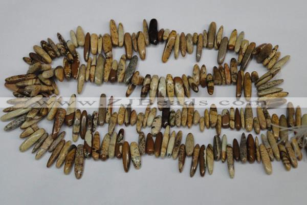 CCH345 15.5 inches 5*20mm picture jasper chips beads wholesale