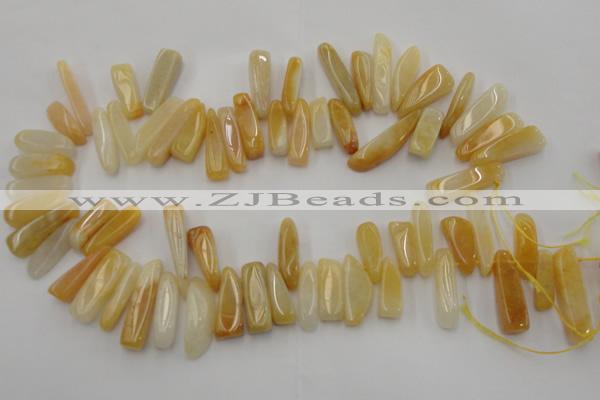 CCH408 15.5 inches 6*20mm - 7*30mm yellow jade chips beads