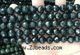 CCJ345 15.5 inches 10mm faceted round dark green jade beads