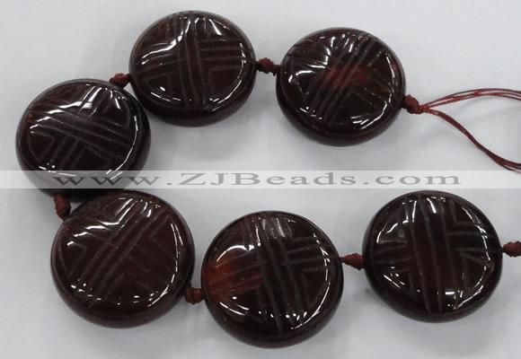 CCJ362 40mm carved coin China jade beads wholesale