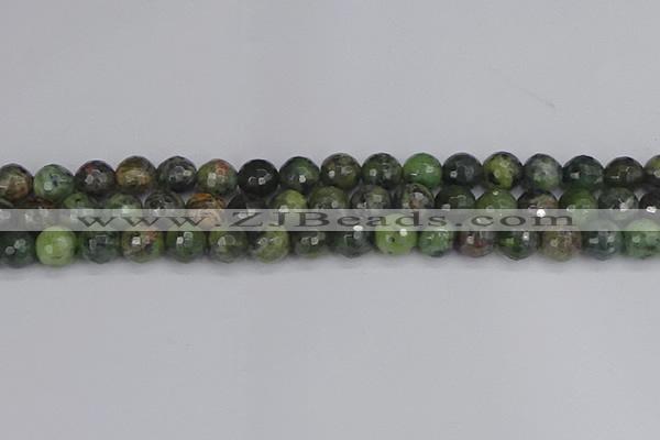 CCJ423 15.5 inches 10mm faceted round dendritic green jade beads