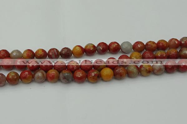 CCJ463 15.5 inches 10mm faceted round colorful jasper beads