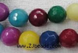 CCN1007 15.5 inches 16mm faceted round multi colored candy jade beads