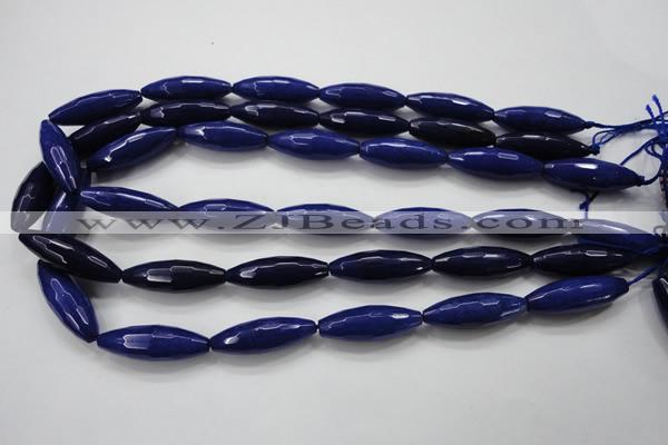 CCN1478 15.5 inches 10*30mm faceted rice candy jade beads wholesale