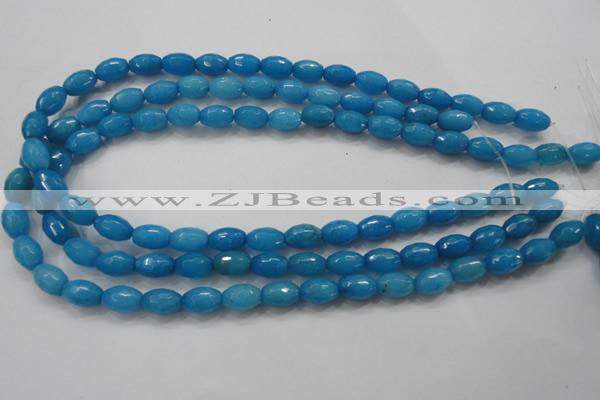 CCN1492 15.5 inches 8*12mm faceted rice candy jade beads wholesale