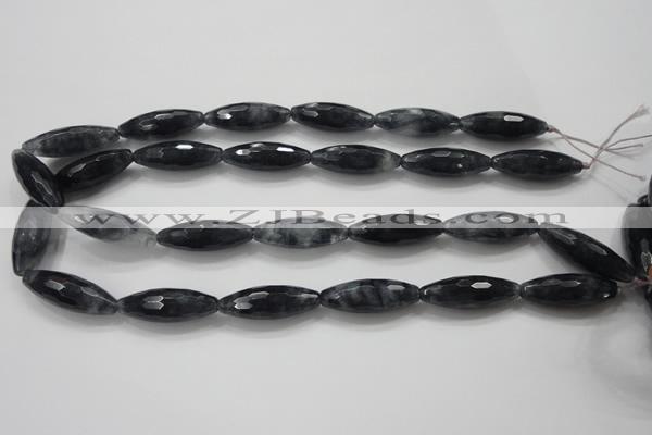 CCN1618 15.5 inches 10*30mm faceted rice candy jade beads