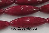 CCN1722 15.5 inches 10*30mm faceted rice candy jade beads